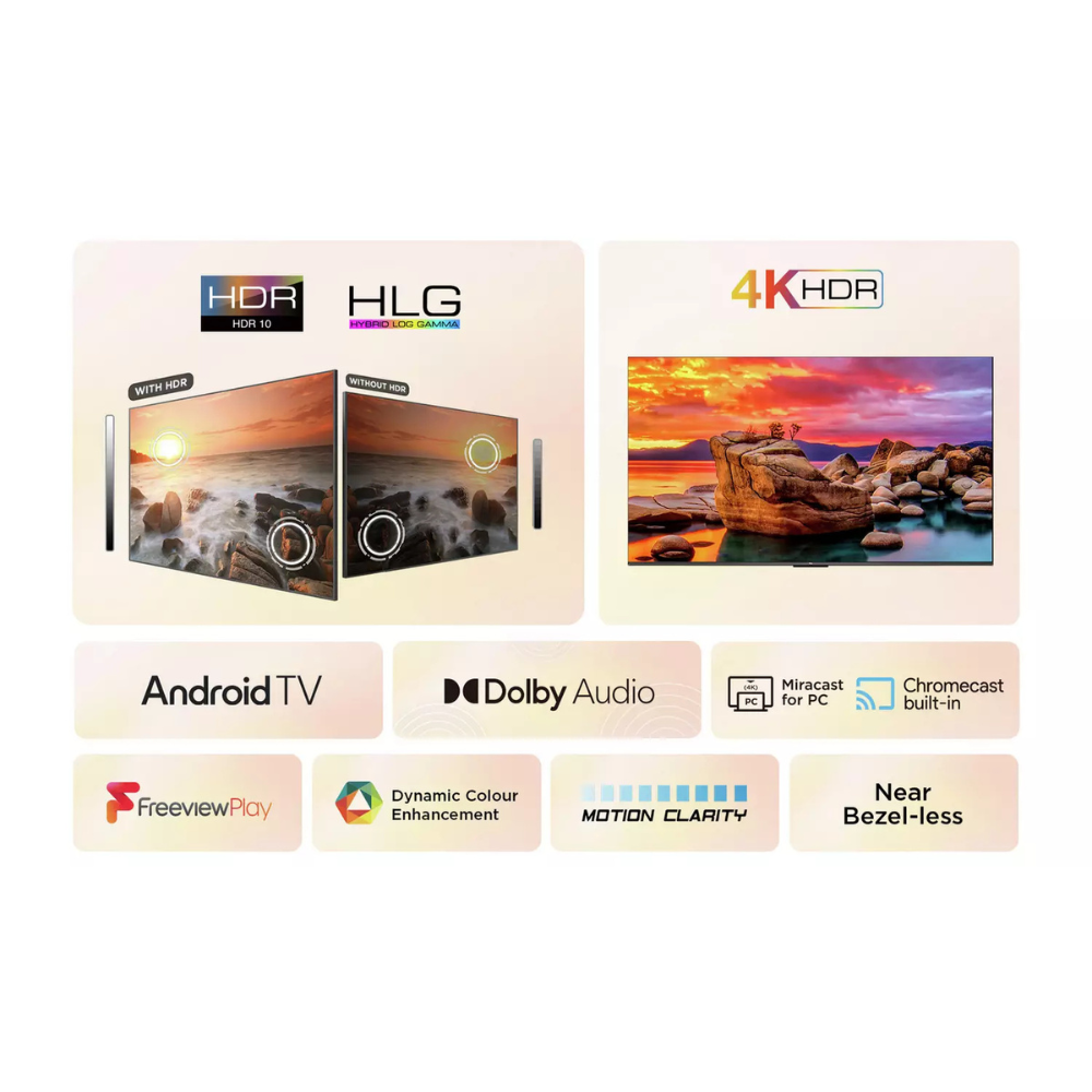 TCL 65V6BK, 65 inch, 4K UHD HDR, Frameless Android TV