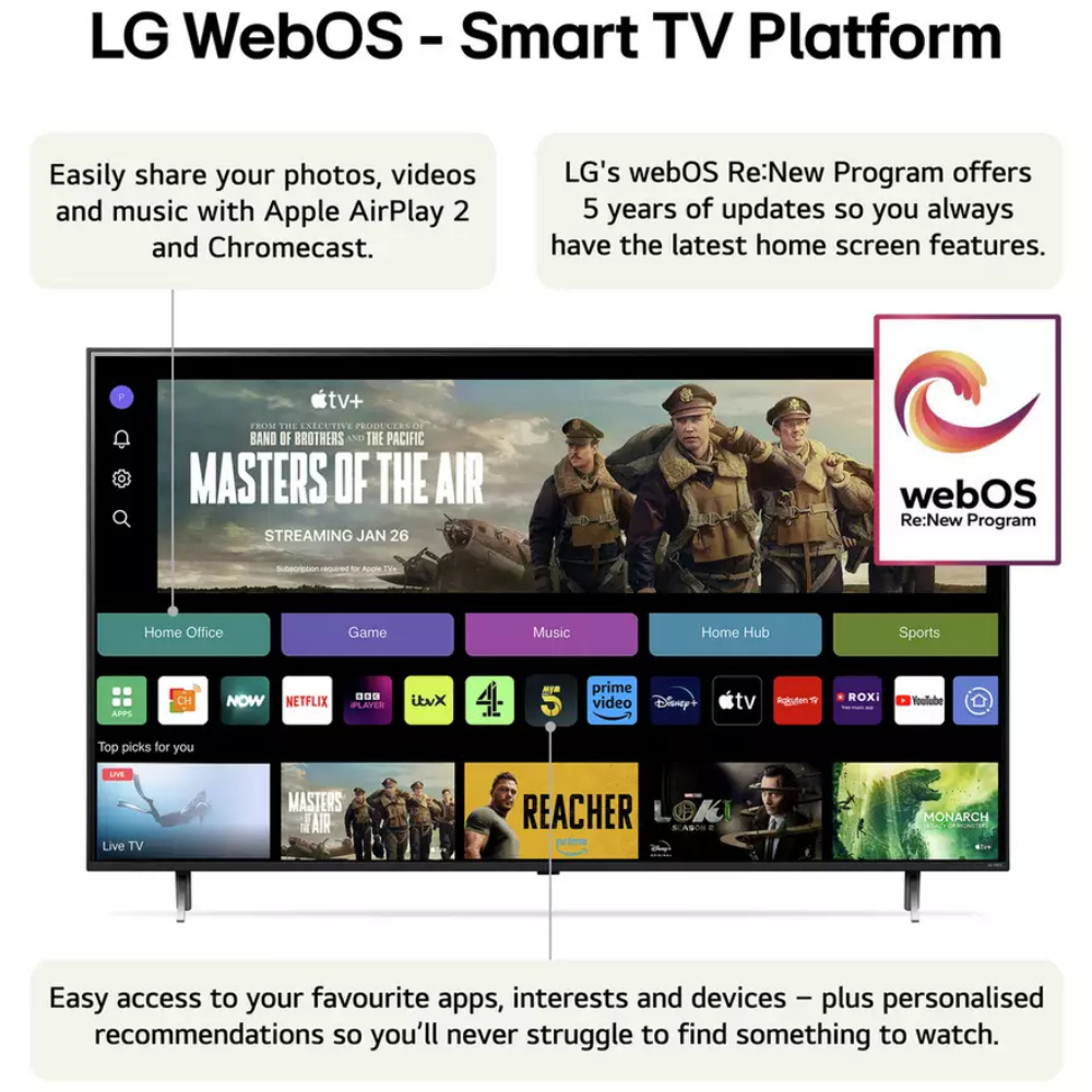 LG 50 Inch 50QNED80T6A Smart 4K UHD HDR QNED Freeview TV